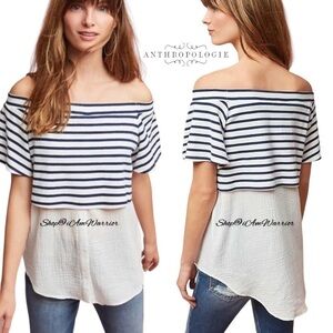 Anthropologie Postmark striped mixed media top *shop@iamwarrior
